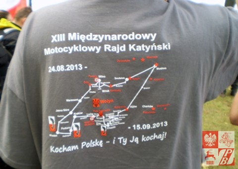 Trasa XIII Międzynarodowego Motocyklowego Rajdu Katyńskiego na koszulce