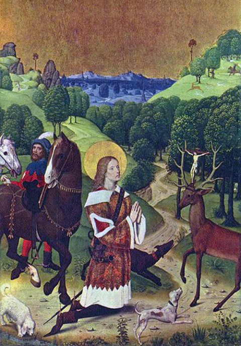 Święty Hubert spotyka jelnia z krzyżem pośród poroża, fot.: pl.wikipedia.org